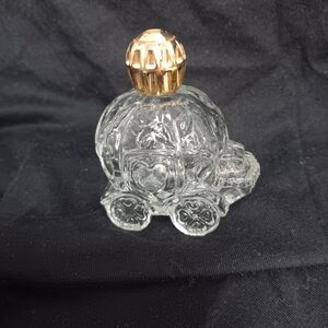 Source Unknown Glass Carriage Perfume Bottle with Gold Cap